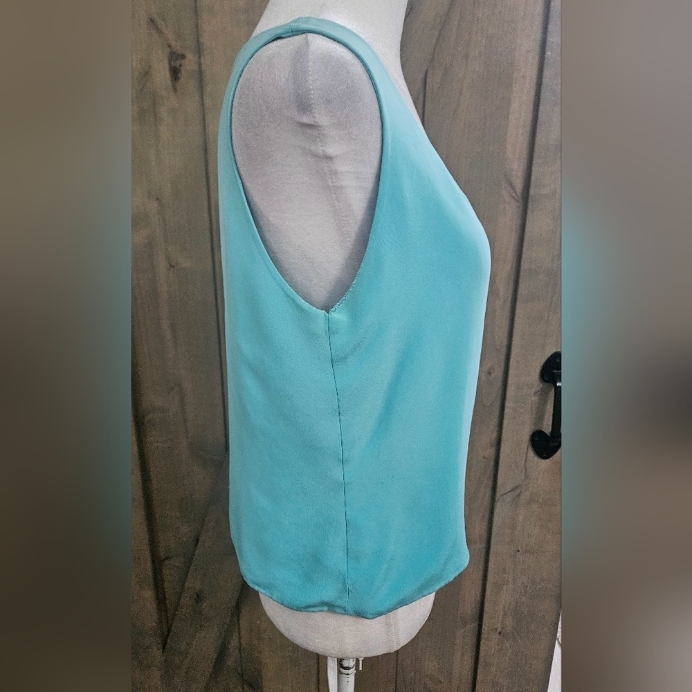 Vintage Sylvia Heisel 100% Silk Aqua Tank Top Size 12 Minimalist - Picture 7 of 12